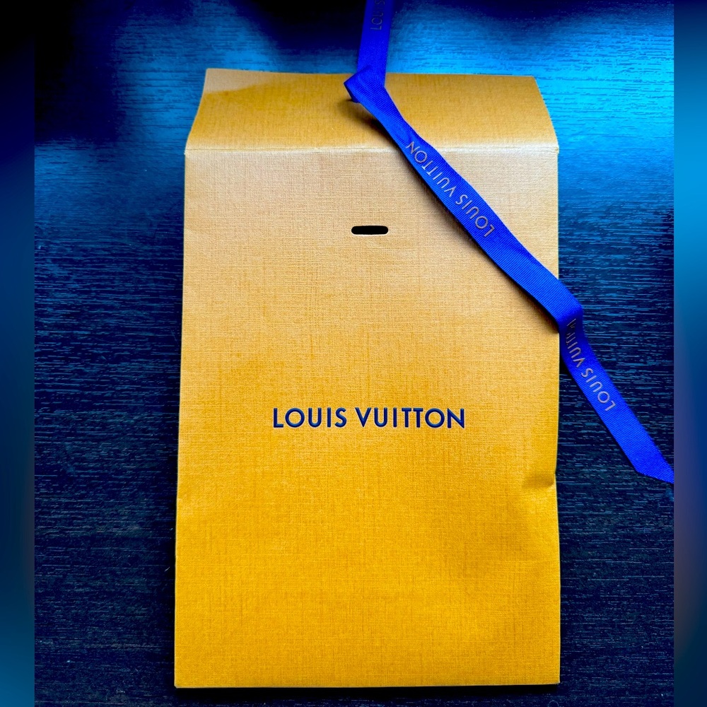 Louis Vuitton bag with blue ribbon